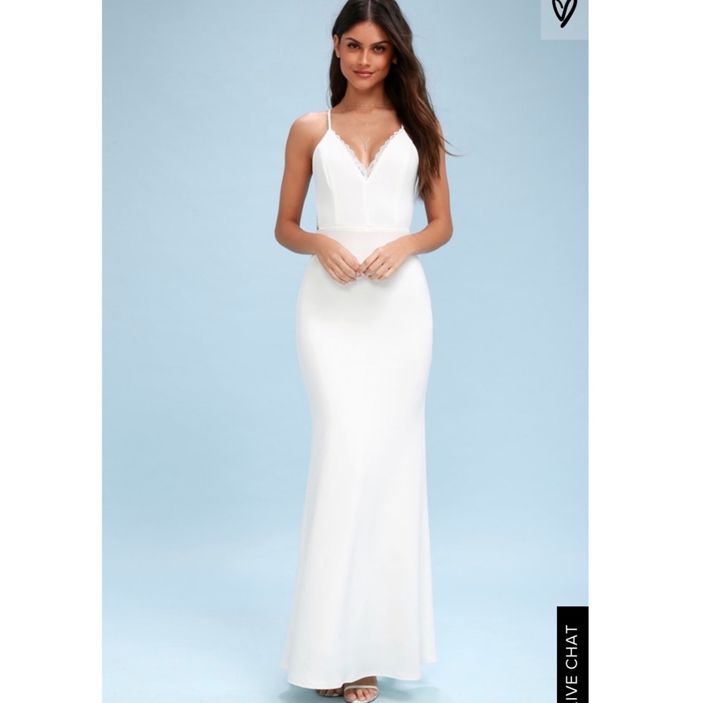 Lulus White Backless Dress —custom Embellished (M)